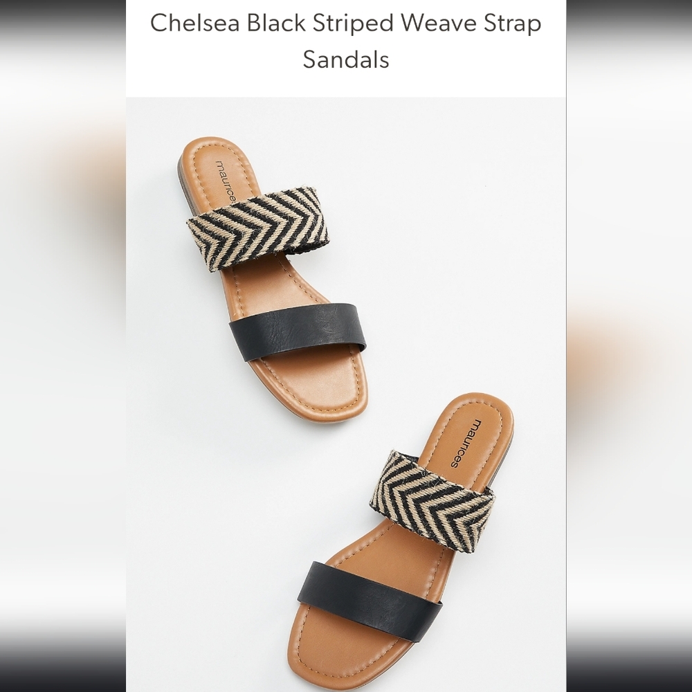 Maurices Black and Tan Weave Strap Sandals Size 7